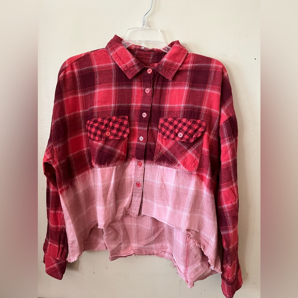 Taxi Multicolored cropped flannel (Red/Pink) size L
